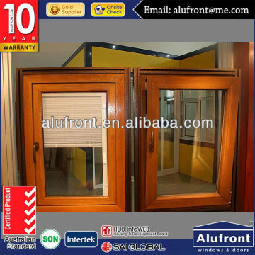Aluminum Clad Wood Hinged Windows With Built-in Blinds/Casement Window/Swing Window