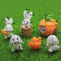 Dessin animé carotte lapins fée jardin Miniatures Micro paysage décor Animal résine artisanat bricolage décoration de la maison accessoires