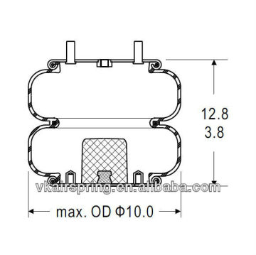 Double convoluted air spring/Air suspension 2B9-251/Car part For RIDEWELL