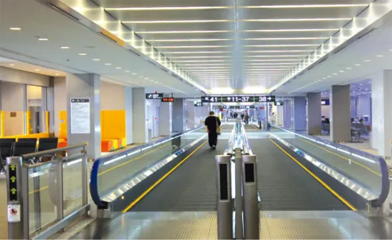 low noise indoor moving walkway with high efficiency