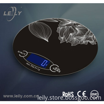 Leily digital precise round kitchen scale with blue black light