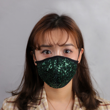 Green Sequin Mask Protective Face covering