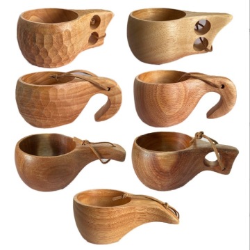 Handmade Wooden Camping Mug for Hiking and Picnic