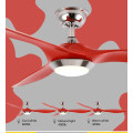 Ventilateur de plafond de couleur argent et rouge avec lumière