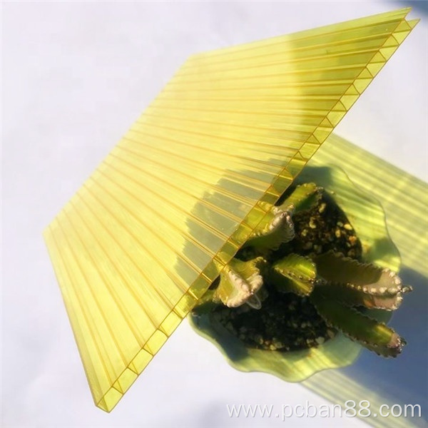 8mm Yellow Double sided UV polycarbonate PC Sunboard