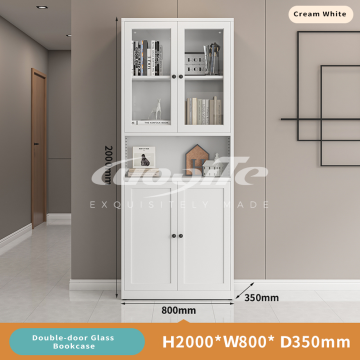 Steel Frame Double Glass Bookcase