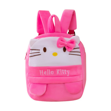Personalized Kids' Kitty Plush Backpacks: Ideal Kindergarten School Bags for Boys and Girls with Logo Option