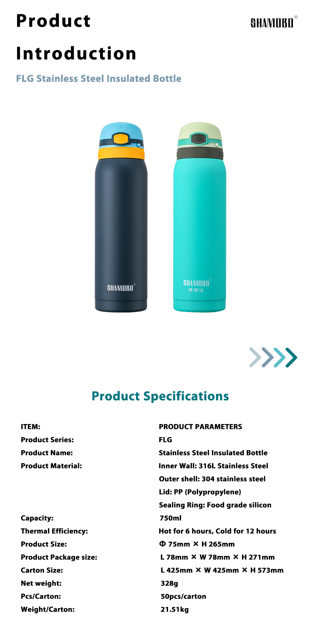 FLG Stainless Steel Insulated Bottle x 5