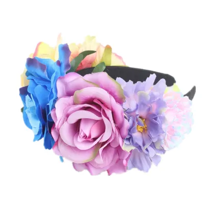 Mexican Floral Headband - Day of the Dead Headband, Rose Flower Crown, Costume Accessory