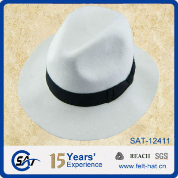 white Woolen Wide Brim gentleman Hat fedora hat