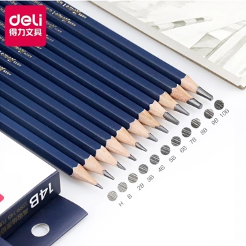 Deli S999 ชุดดินสอร่างไม้มืออาชีพชุด - เกรดต่าง ๆ (3H ถึง 14B)
