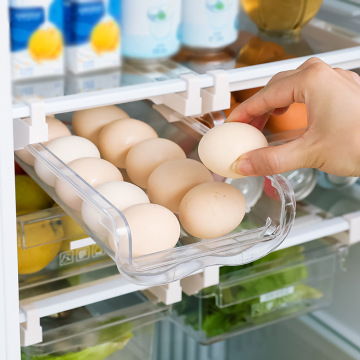 Plastic Clear Fridge Organizer Slide Under Shelf Drawer Box Rack Holder Refrigerator Drawer Kitchen Fruit Food Storage Box