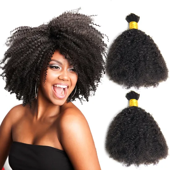 Russia Virgin Afro Kinky Bulk Human Hair for Braiding