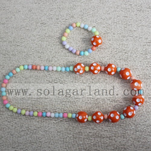 20 MM ronde stevige polkadot kralenketting voor babymeisjes