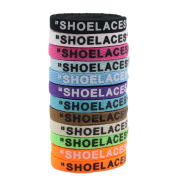 Custom Weiou White Polyester Black White Screen Printing Flat Shoelaces for Sneakers