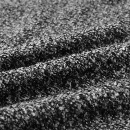 Black White Fleece Tweed Wool Fabric