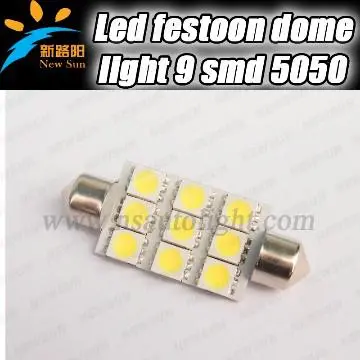 6000K 9 SMD 5050 41mm Festoon LED Interior Dome Lights Car LED Bulb