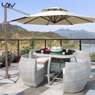 Modern Garden Patio Outdoor Dining Chair Set - Aluminum Frame Rattan Furniture