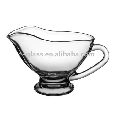 Hand Pressed Crystal Milk Glass Gravy Boat