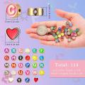 114 Pcs Alloy Enamel Alphabet Letter Beads