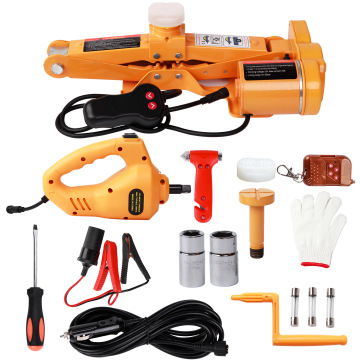 Professional Auto Repair Tools Bundle: 12V Electric Scissor Lift Car Jack, Impact Wrench, and Tire Inflator for OEM Quality