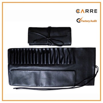 custom high quality PU leather makeup brush roll-up pouch/bag