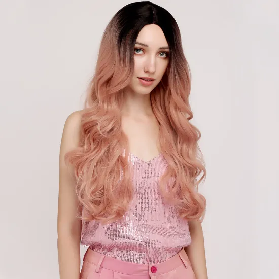 X-tress Fashion Brown Colored 22 Inch Synthetic Hair Wigs Long Wavy Natural Hair Wigs High Temperature Fiber Wigs For Women
