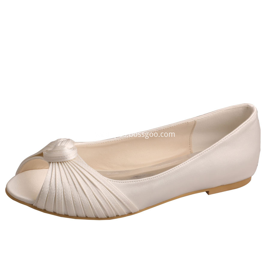 Ivory Bridesmaid Flat Shoes Peep Toe