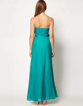 Banding Maxi Ankle Maxi Dress , Lightweight Chiffon Sweetheart Neckline