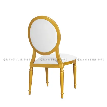 Luxury White and Gold Aluminum Louis Chair for Wedding Banquet Dining