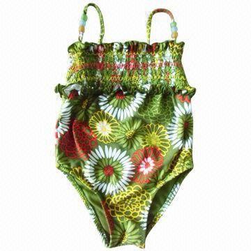 Children's Swimwear with Small Flower, Customized Sizes and Colors Available