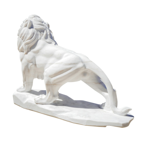 Luxury White Marble Lion Pair Sculpture for Garden