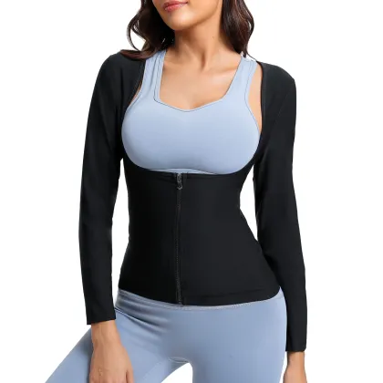 Women's Sauna Suit: Zipper Workout Sweat Body Shaping Suit