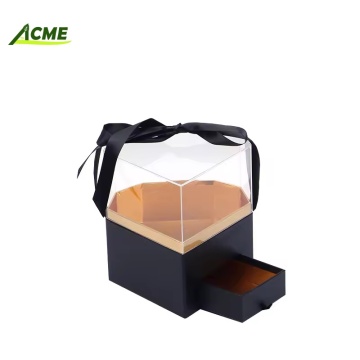 2024 Valentinstag Luxus transparentes Acrylblumenverpackungs -Geschenkbox
