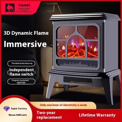 European Style Camel 3D Artificial Electric Fireplace Heater Stove Remote Controlled Living Room Heater Flame Mountain Flame