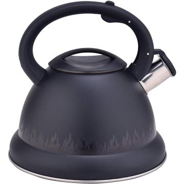 Black Flame Pattern Stainless Steel Whistling Water Kettle