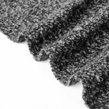 Black White Fleece Tweed Wool Fabric
