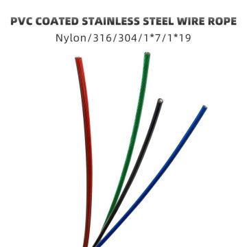 Corde métallique en acier inoxydable en revêtement en plastique 1x7-3 mm