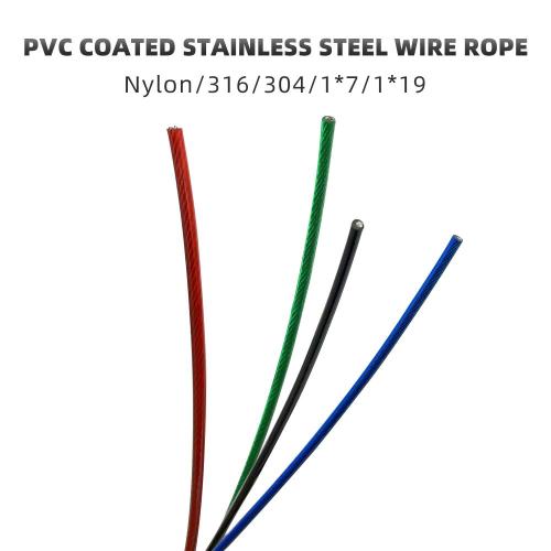 Corda de arame de aço inoxidável com revestimento de plástico 1x7-3mm