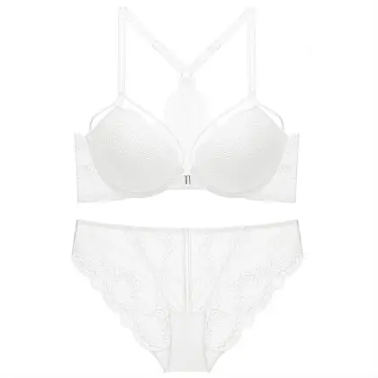 Beauty back front closure lace bra brief set