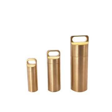 Survival Waterproof Brass Storage Box - CNC L Size Medicine Bottle for EDC Key Pendant