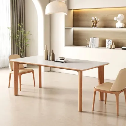 Nordic Solid Wood Dining Table - Modern Simple Japanese Log Style