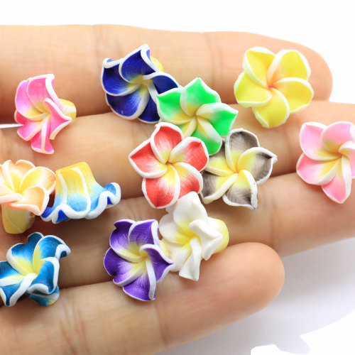 100pcs/lots 15mm Polymer Clay Plumeria Frangipani Flowers Beads For Diy Hawaiian Earrings Necklace Holiday Jewelry Crafts Making
