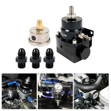 AN6 Aluminum Fuel Regulator with Boost Pressure and Gauge Fittings