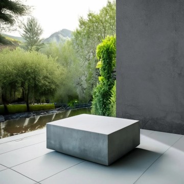 Moderner einfacher quadratischer Outdoor -Betontisch