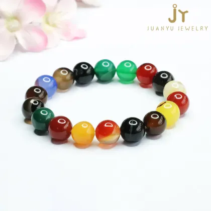 Wholesale Multicolored Precious Stone Bracelets: Including Black Agate and Green Chalcedony Bead Designs