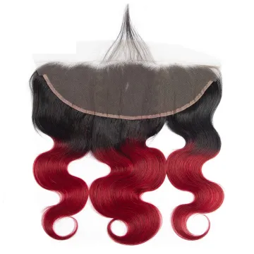 Brazilian Human Virgin Hair Body Wave 13x4 HD Lace Front Ombre 2 Tone Color 1b 99J/Red/Burg Swiss Lace Frontal with Baby Hair