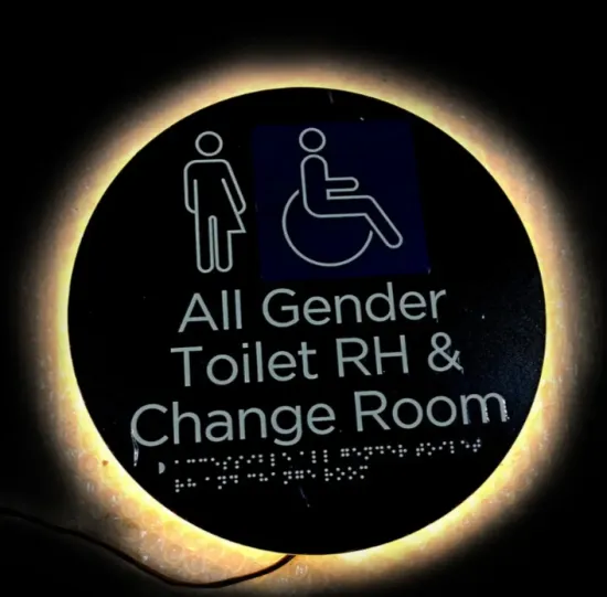 Personalized Led Metal Backlit Braille Toilet Signage