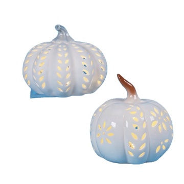 Silver Cracked White Halloween Pumpkin Decorations for Autumn Fall Home and Party Tables