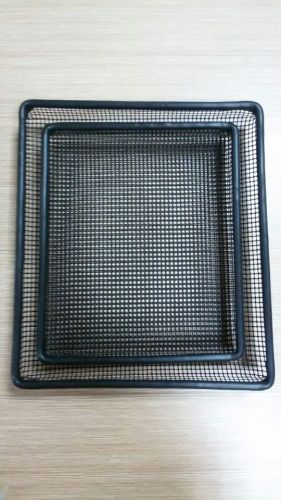 Set of 2 Non-Stick Mesh Oven Crisper Trays with Black Silicone Trim 10.5 *12 inches & 8.5*10 inches